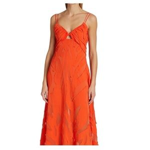 JONATHAN SIMKHAI - Katie Textured Slip Dress in Scarlet ( orange)